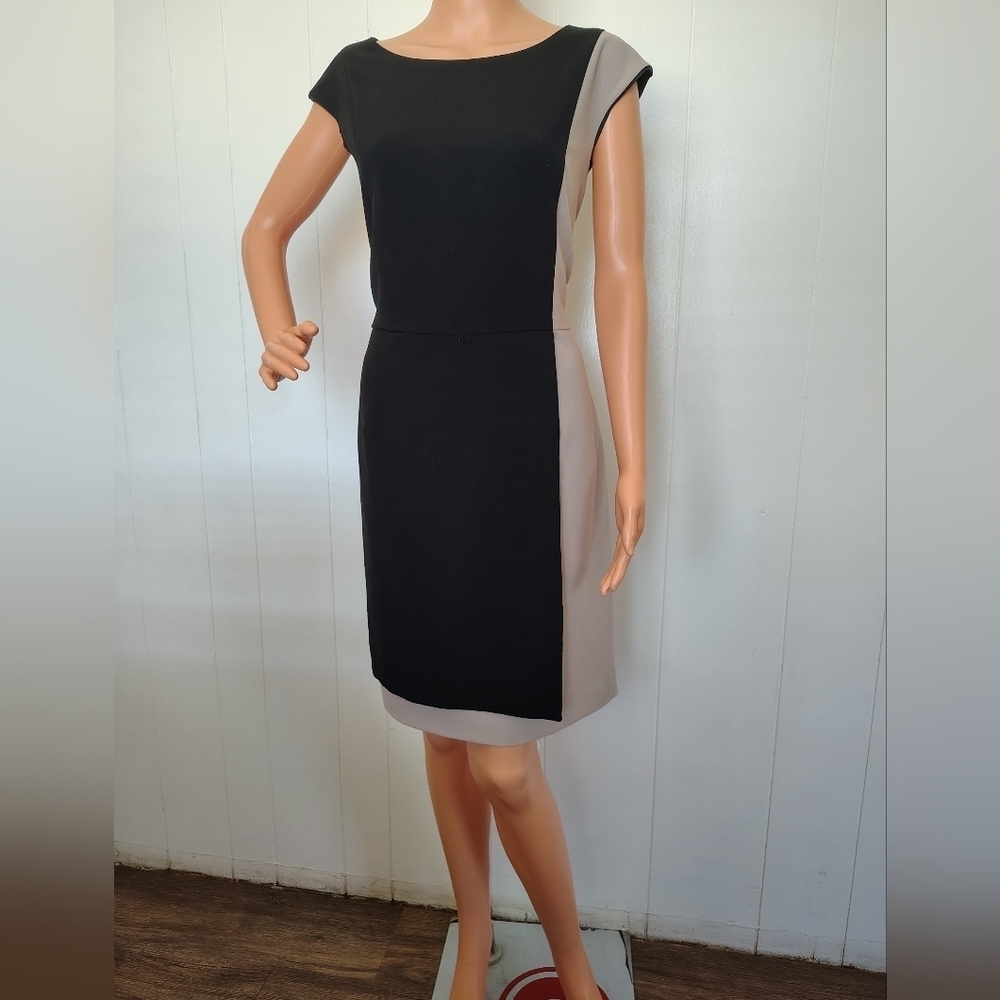 Calvin Klein Black and Tan Midi Dress Size 14